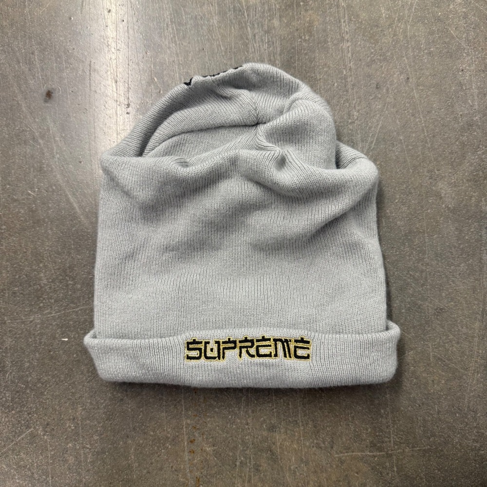 Supreme Samurai Dragon Beanie Grey Embroidered Knit FW21